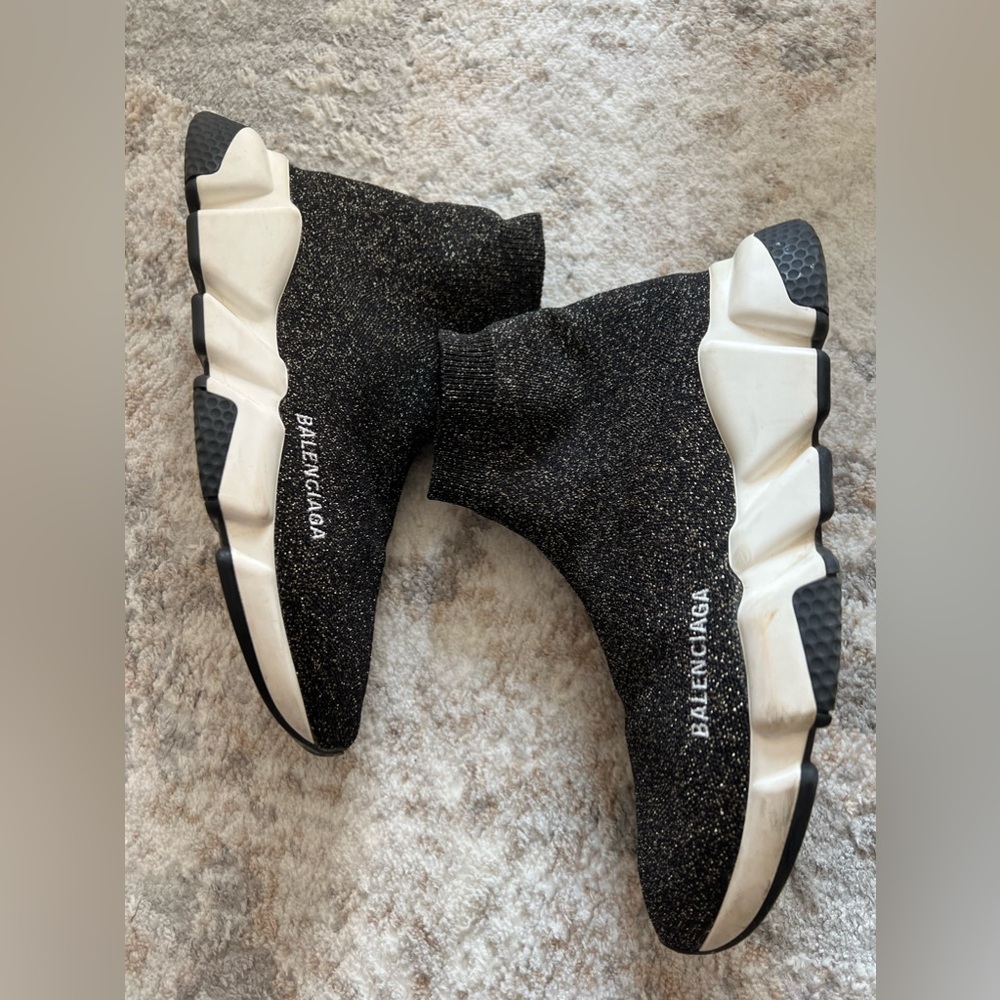 BALENCIAGA Speed Sock Gold glitter